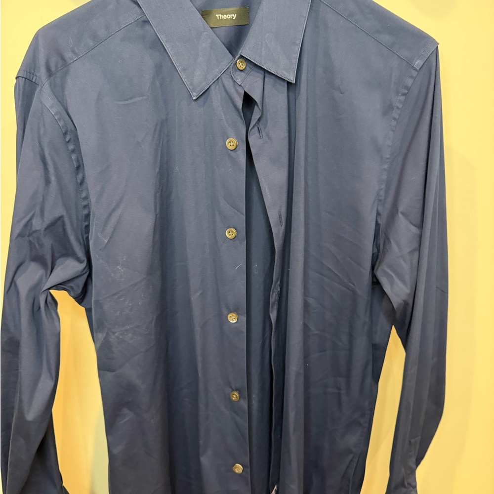 Theory Slim Fit Dark Navy Blue Dress Shirt
